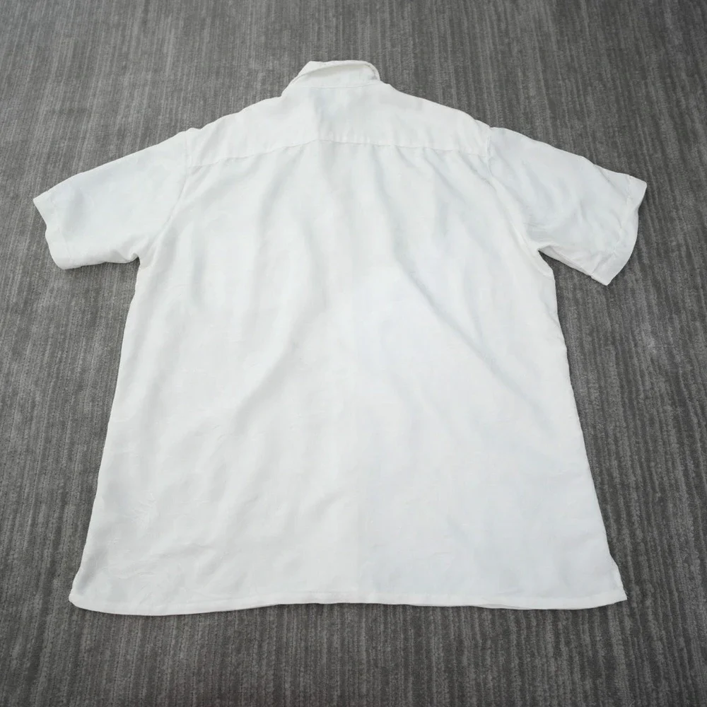 Batik‎ Bay Shirt Men Vintage Button Up White Pocket Easy Care Rayon Casual XL